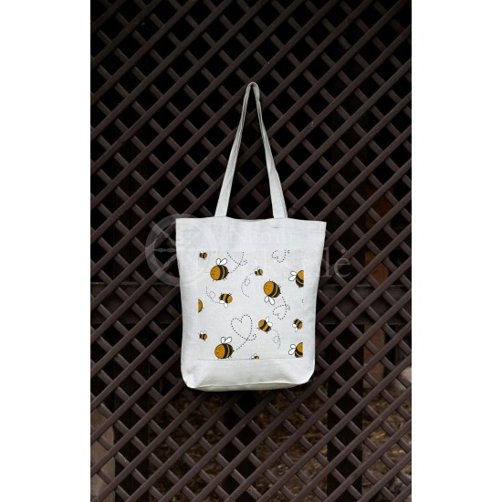 Printed semi-linen shopping bag "Bees"